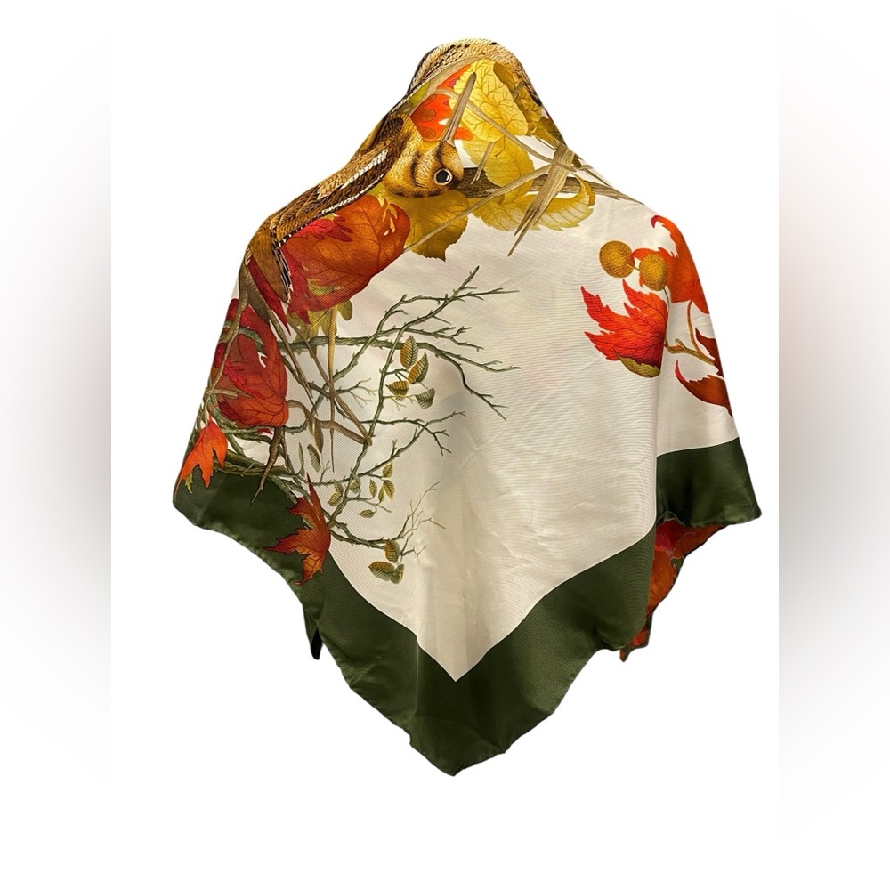 Vintage Mantero Collection Silk Scarf - Autumn Leaves & Nature